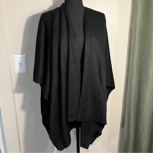 Lauren Ralph Lauren Sweaters - RALPH LAUREN Reverible Poncho Ruana - BLACK or BLACK w/ SILVER METALLIC - OS
